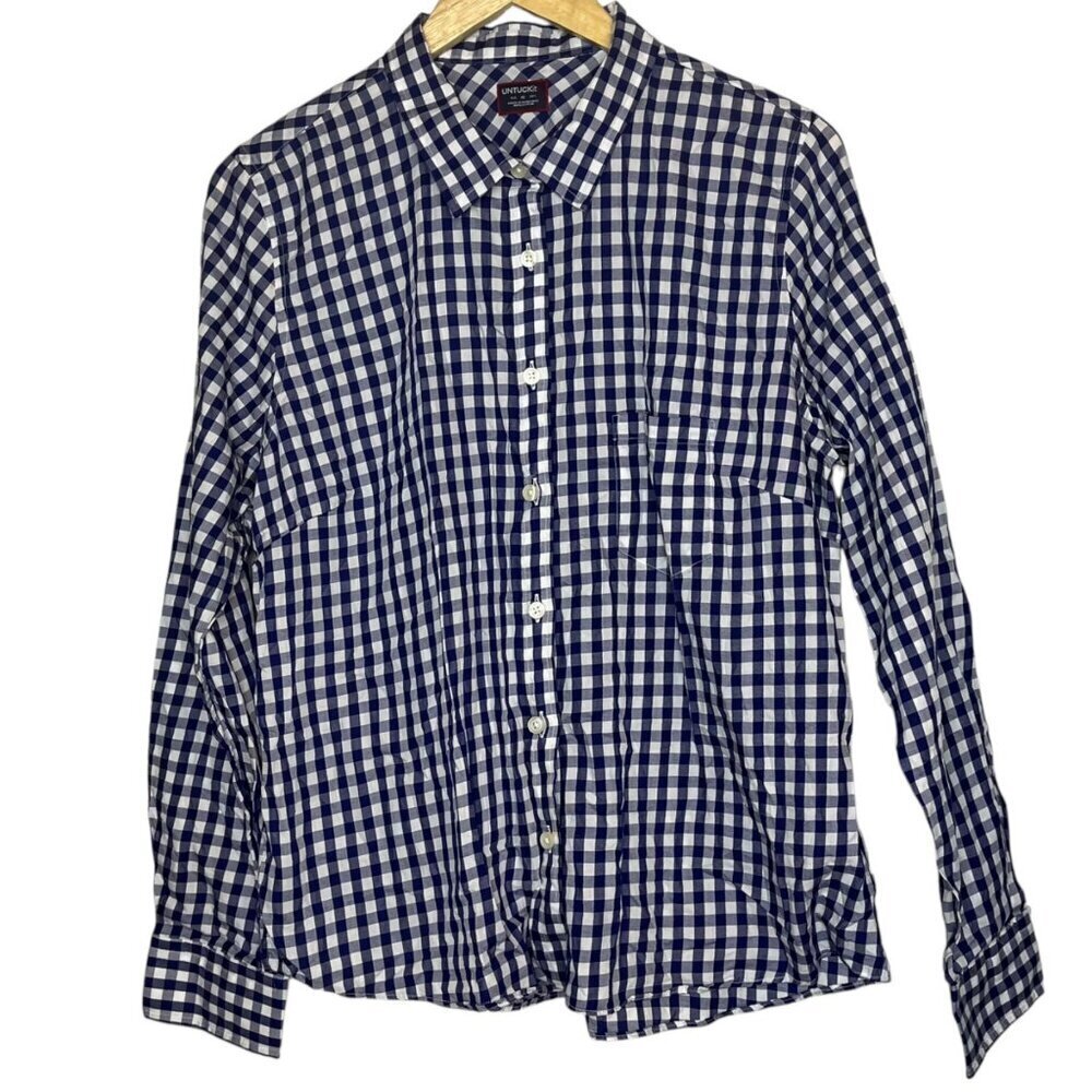 UNTUCKit Men's Blue and White Gingham Button-Down Shirt